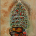 525 -Christmas tree – Doll and Barn – Red Ohio -17oz – 16w x20h 300