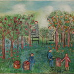 535 – Harvesting apples – 18oz – 20w x18h 300