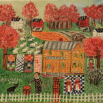 537 – Quilts and animals on the farm in the fall – 18oz – 20w x18h – 350