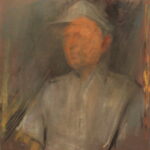 R50b Pastel DBL sided- Faceless man in ball gray cap – 22w x24.5h