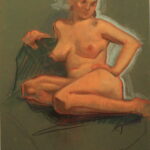R71a Pastel dbl sided – Nude sitting – 19.5w x25.5h