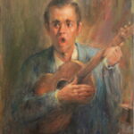 R132 – Young man singing and playing guitar – 24w x30h 41oz