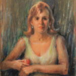 R134 -Young lady holding a red glass – 24w x27h 39oz