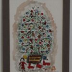 1109 – Watercolor – Christmas tree – 5w x 7_75h – framed size 6_5w x 9_50h – 70