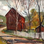 EN37_E_North_Vermont barn w picket fence_ 1970_10H x 14W