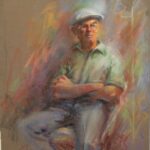 R184 – Man with arms crossed in green shirt – 19_5w x 27_5h