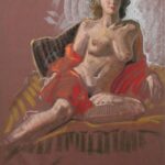 R199b Nude brunett with red robe